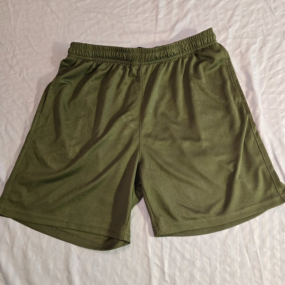 Coofandy Shorts Men's Khaki Green Elastic Waist Drawstring Pockets Medium